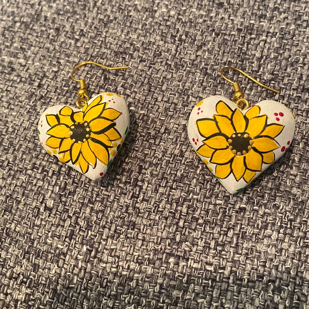 Beautiful Hand Painted Copal Wood earrings.